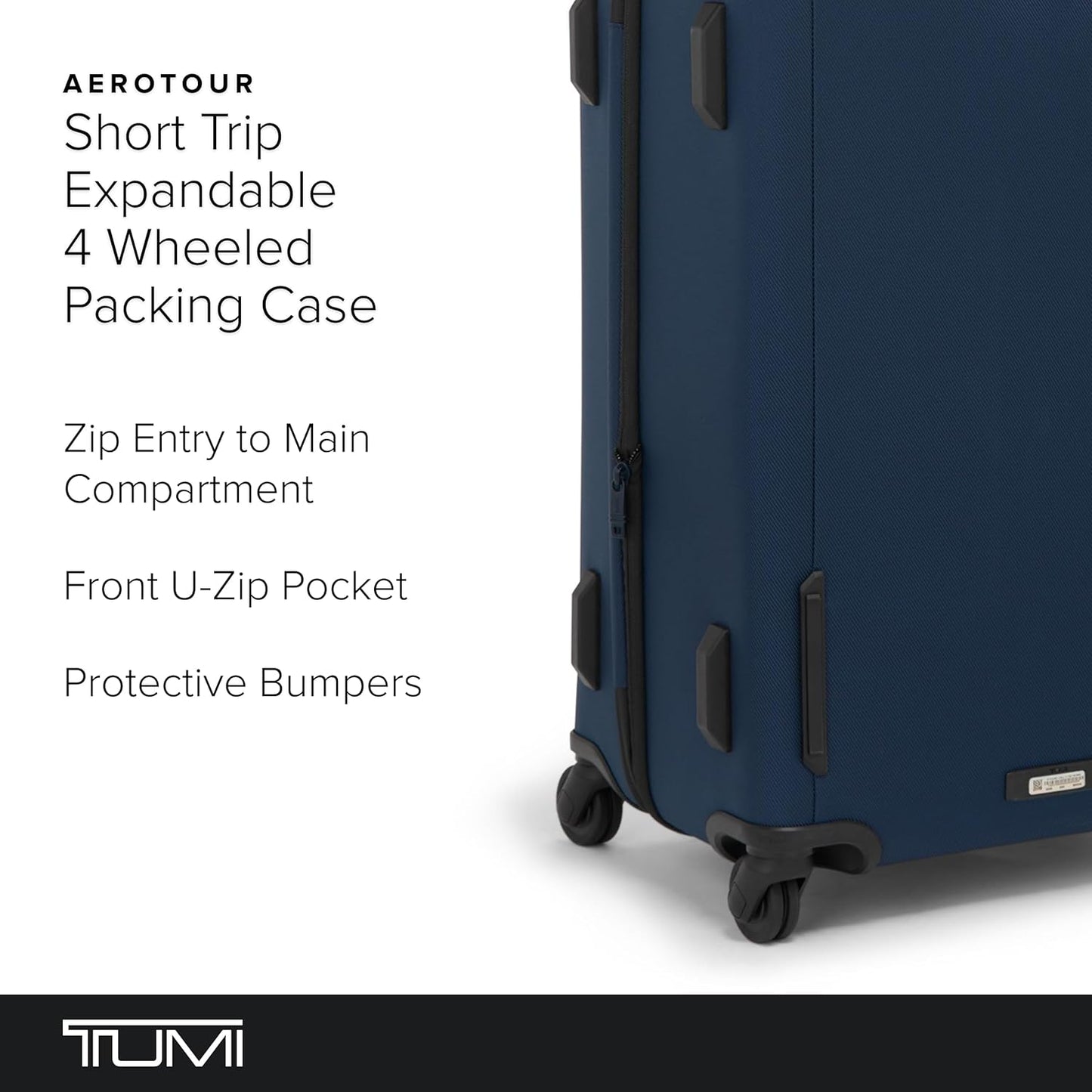 TUMI - Aerotour 4 Wheel Expandable Luggage - Men's and Women's Lightweight Business and Leisure Travel Suitcase - 26" Short Trip Expandable Packing Case, Navy
