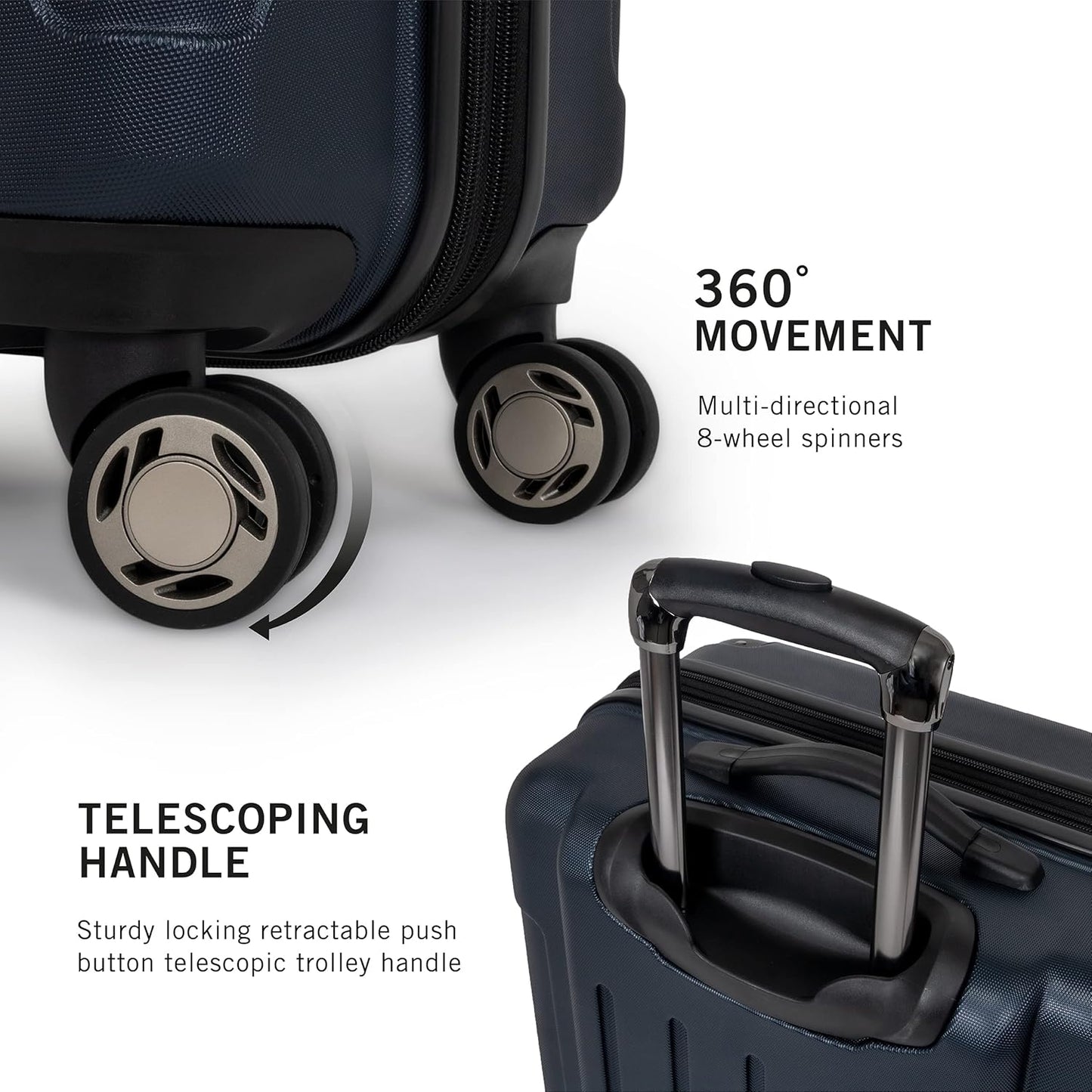 Kenneth Cole REACTION Renegade Luggage Expandable 8-Wheel Spinner Lightweight Hardside Suitcase, Navy Blue, 24-Inch Checked