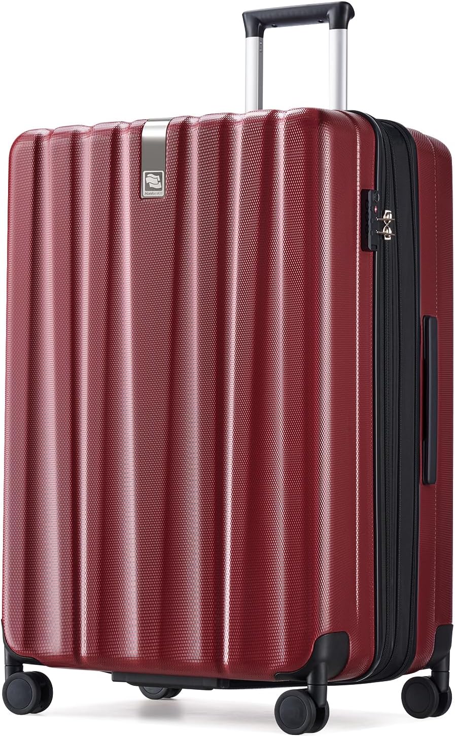 Hanke 29 Inch Expandable Checked Luggage Lightweight PC Hard Shell Luggage Suitcases with Wheels Tsa Luggage Rolling Large Suitcase Travel Luggage Bag for Study Abroad(Burgundy)