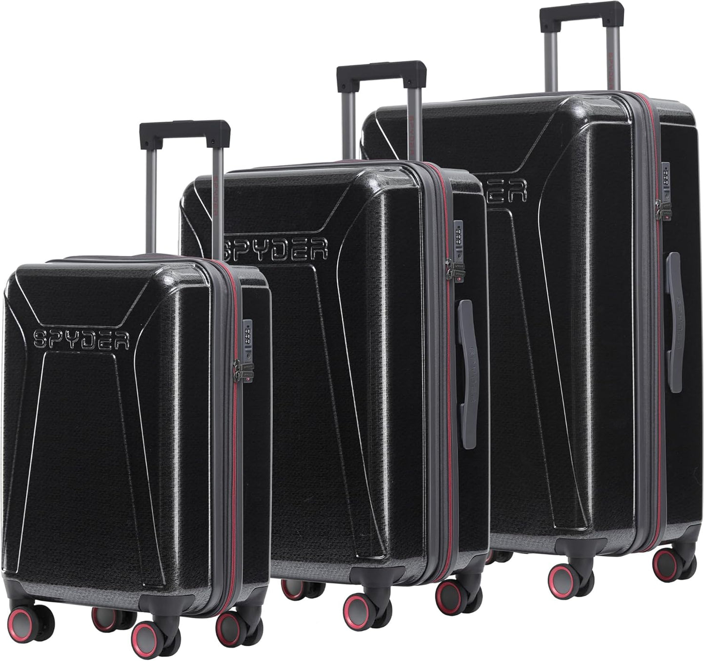 Spyder Traverse 3 Piece Luggage Set, 360° Spinner Wheels, TSA Approved Lock, (20 Inch Carry On, 25 Inch Medium, 29 Inch Large), Charcoal