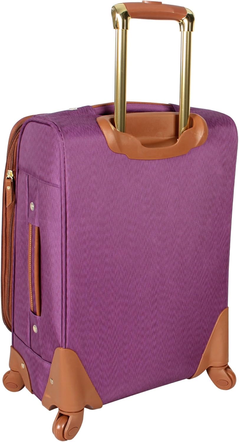 Steve Madden Designer Luggage Collection - Lightweight Softside Expandable Suitcase for Men & Women - Durable 20 Inch Carry On Bag with 4-Rolling Spinner Wheels (Global Purple)