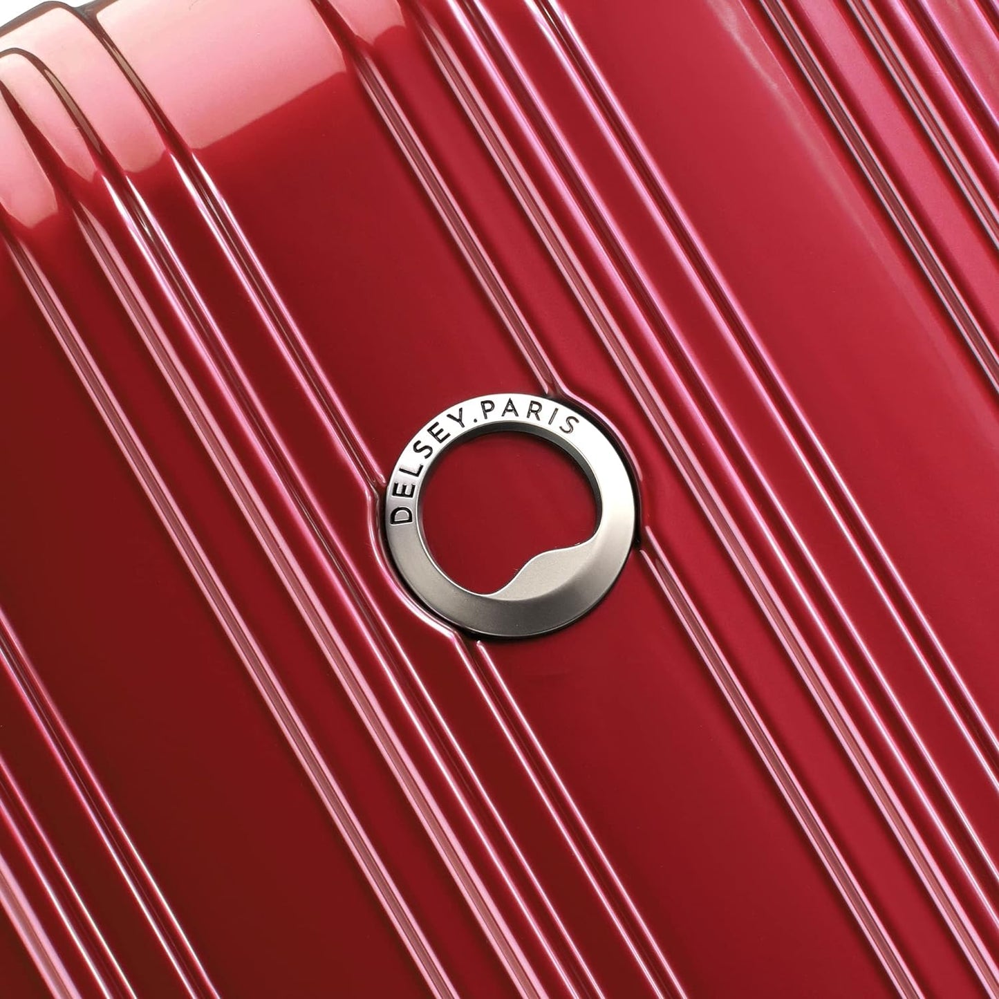 DELSEY PARIS Helium Aero Hardside Expandable Luggage with Spinner Wheels, Brick Red, Checked-Medium 24 Inch