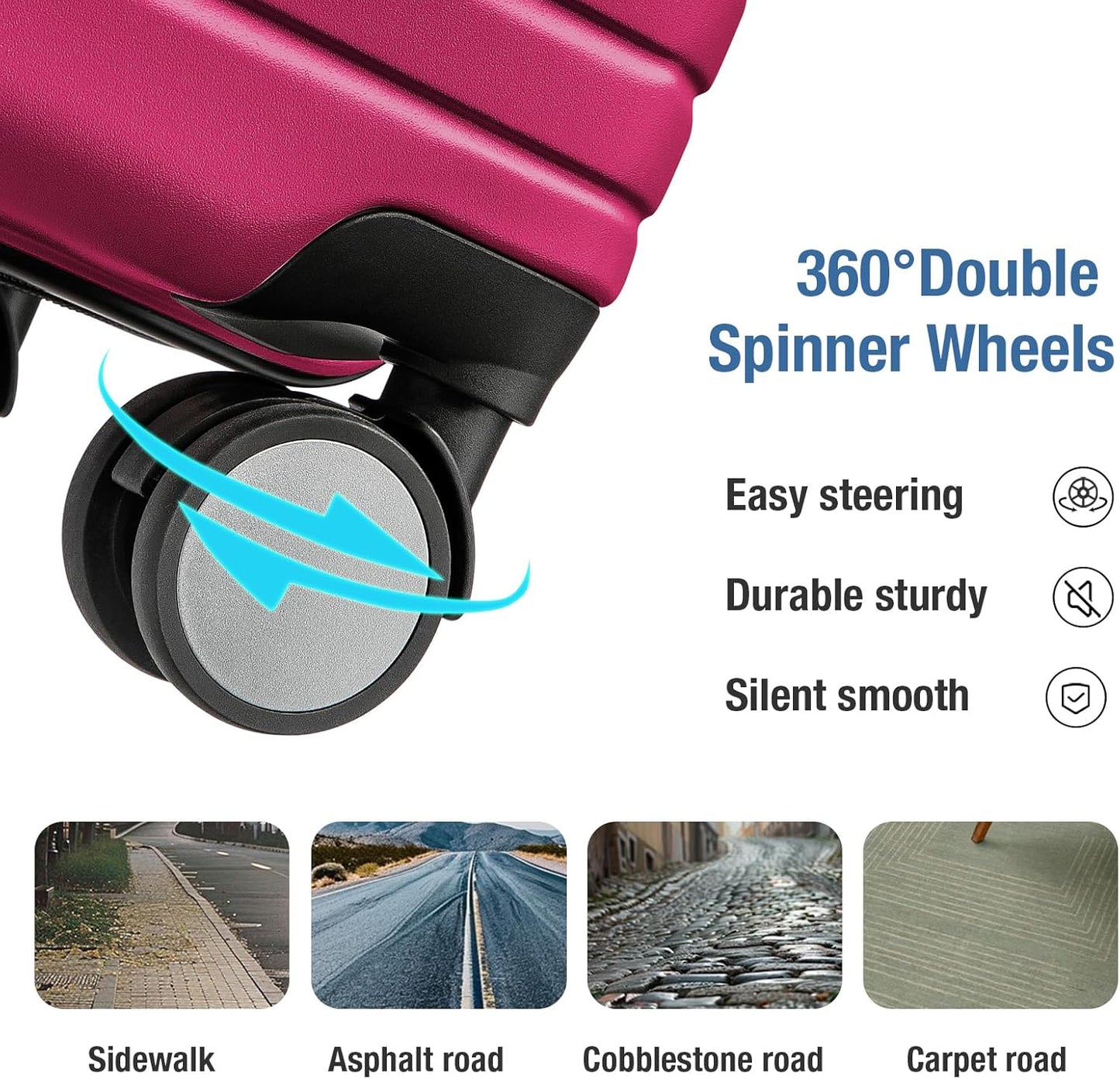 KYME Carry On Luggage 22x14x9 Airline Approved with TSA Lock Hard Shell Carry On Suitcase Lightweight Suitcases with Wheels Small Luggage for Men Women,Carry-On 20 Inch,Magenta