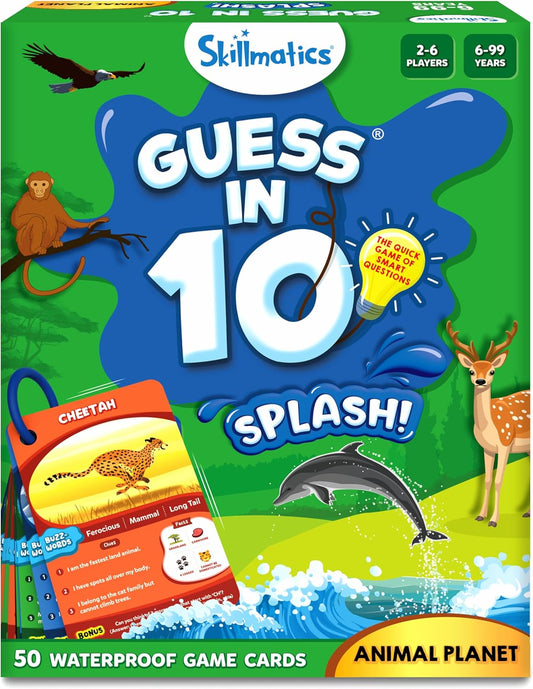 Skillmatics Guess in 10 Splash, Educational Toy & Card Game for Pool, Beach, Boat Trips, Fun Travel Gift for Kids, Teens & Adults, Ages 6, 7, 8, 9 & Up, 2-6 Players