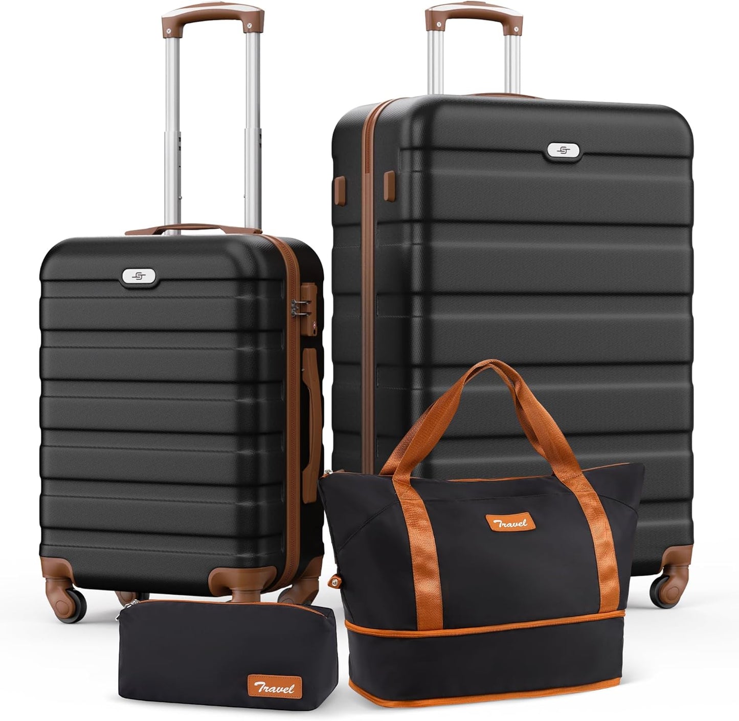 Suitour Luggage sets 4 piece,Suitcase with Spinner Wheels TSA Lock, 20/28 inch Suitcase Sets for FamilyTravel