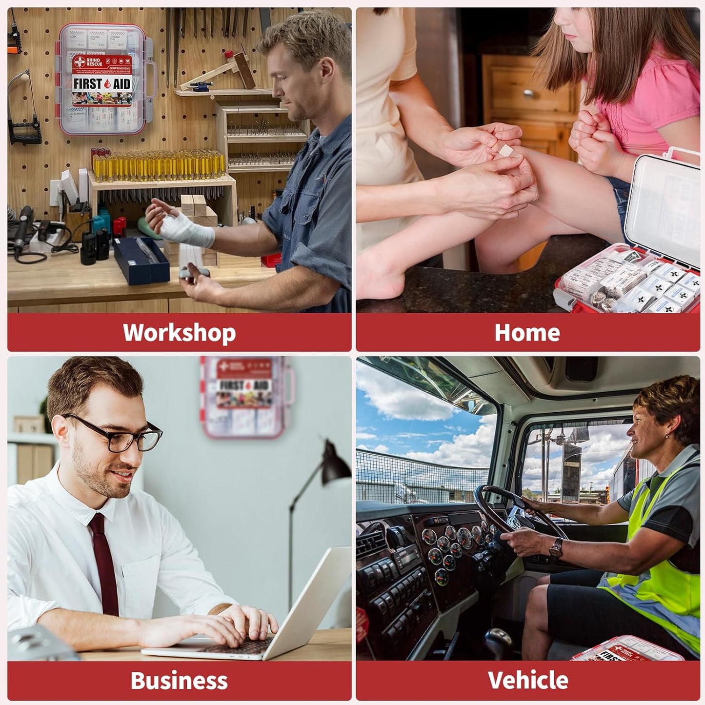 RHINO RESCUE 371 Pieces OSHA All-Purpose First Aid Kit, Home & Office Professional Medical Supplies, Ideal for Emergency, School, Business