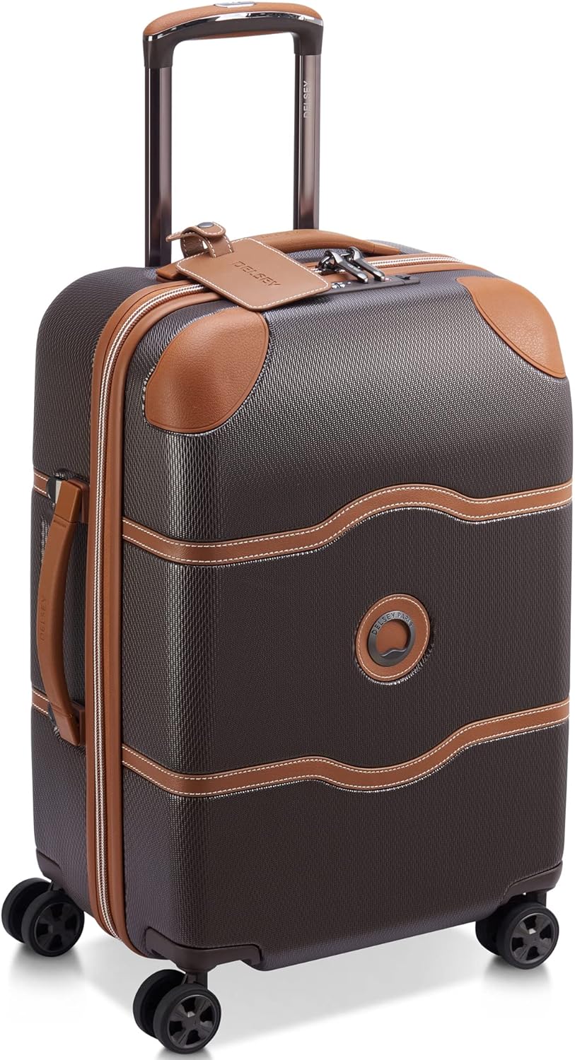 DELSEY PARIS Chatelet Air 2.0 Hardside Luggage with Spinner Wheels, Chocolate Brown, Carry on 20 Inch