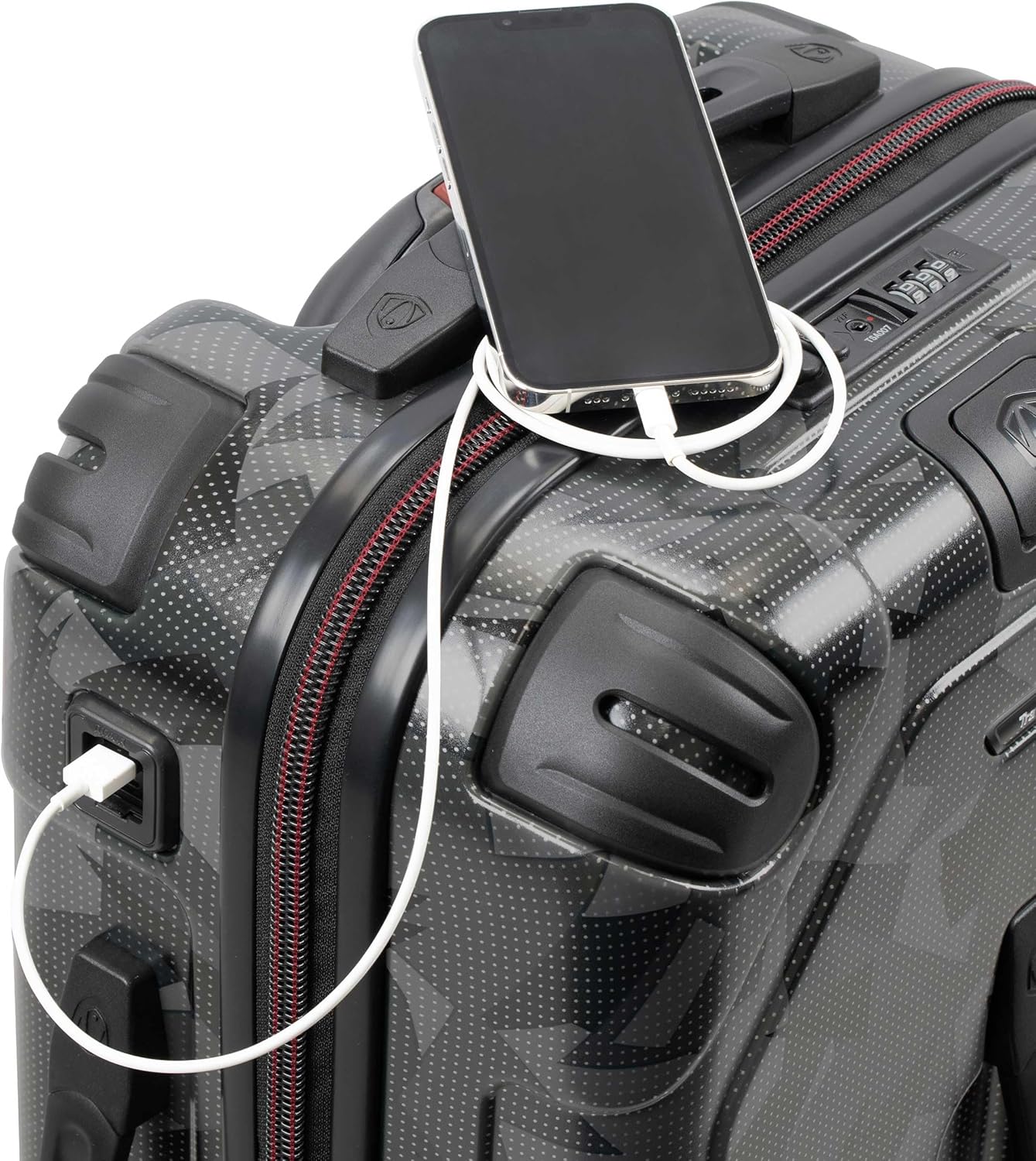 Traveler's Choice Maxporter II 22" Hardside Polycarbonate Spinner Carry-On Luggage, USB Port, TSA Lock, Gray Camo