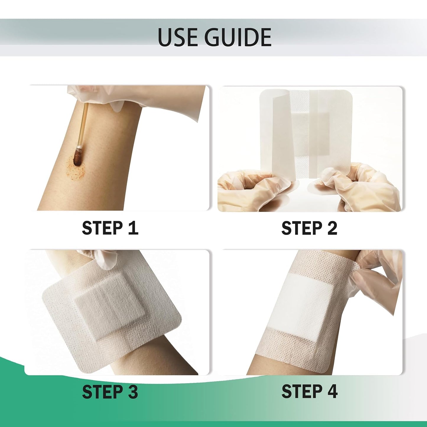 4X4 Inches Large Sterile Adhesive Island Wound Dressing Bandages - Non Woven Cover with Bordered Gauze Pads,50 Individually Pack, High Absorbent, Medical Grade by QICHUANG(4X4INCHES-C50)