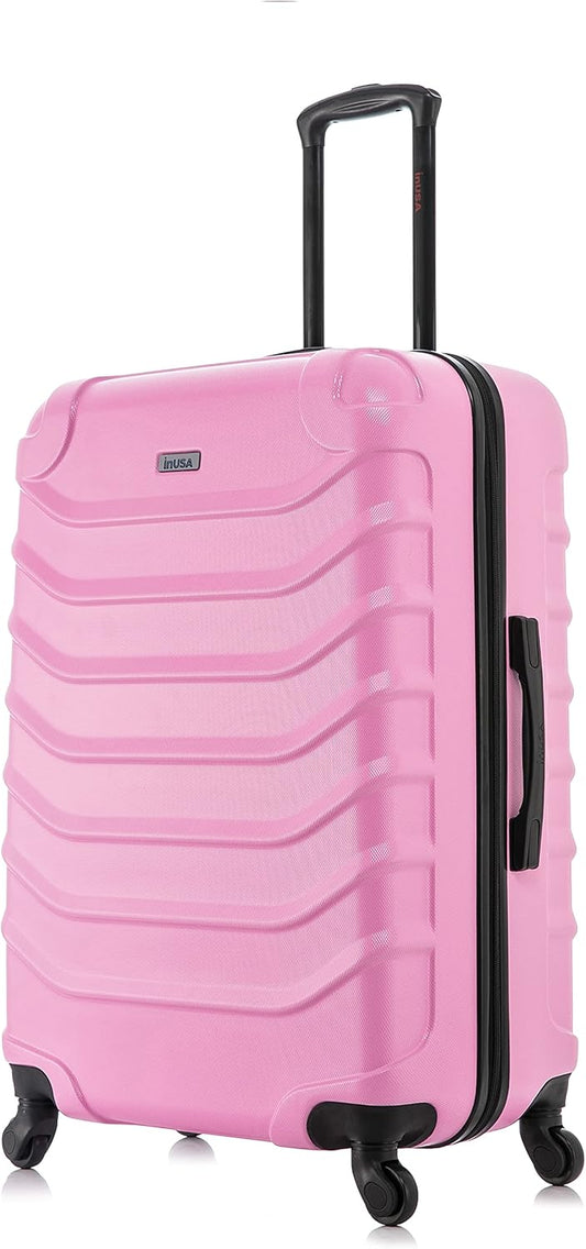 InUSA ENDURANCE Luggage with Spinner Wheels | Durable Lightweight Hardside Suitcase, Spacious Travel Bag with Handle and Trolley | 28-Inch Large Checked Luggage | Pink