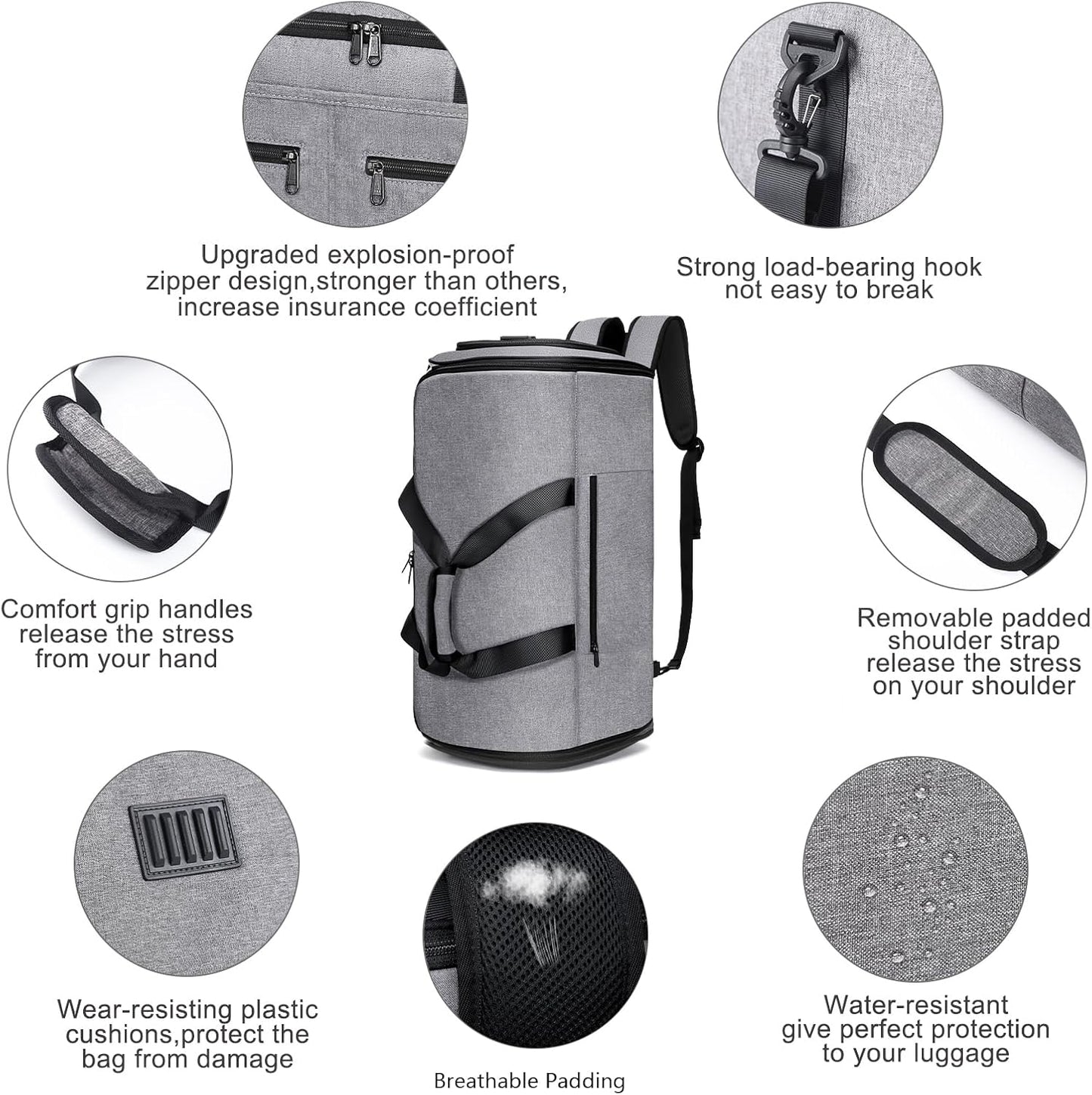 Bukere Carry on Garment Bag for Travel, Convertible Travel Duffel Suit Bag with Backpack Straps, Shoe Compartment, 3 in 1 Weekender Suit Bag for Men Women