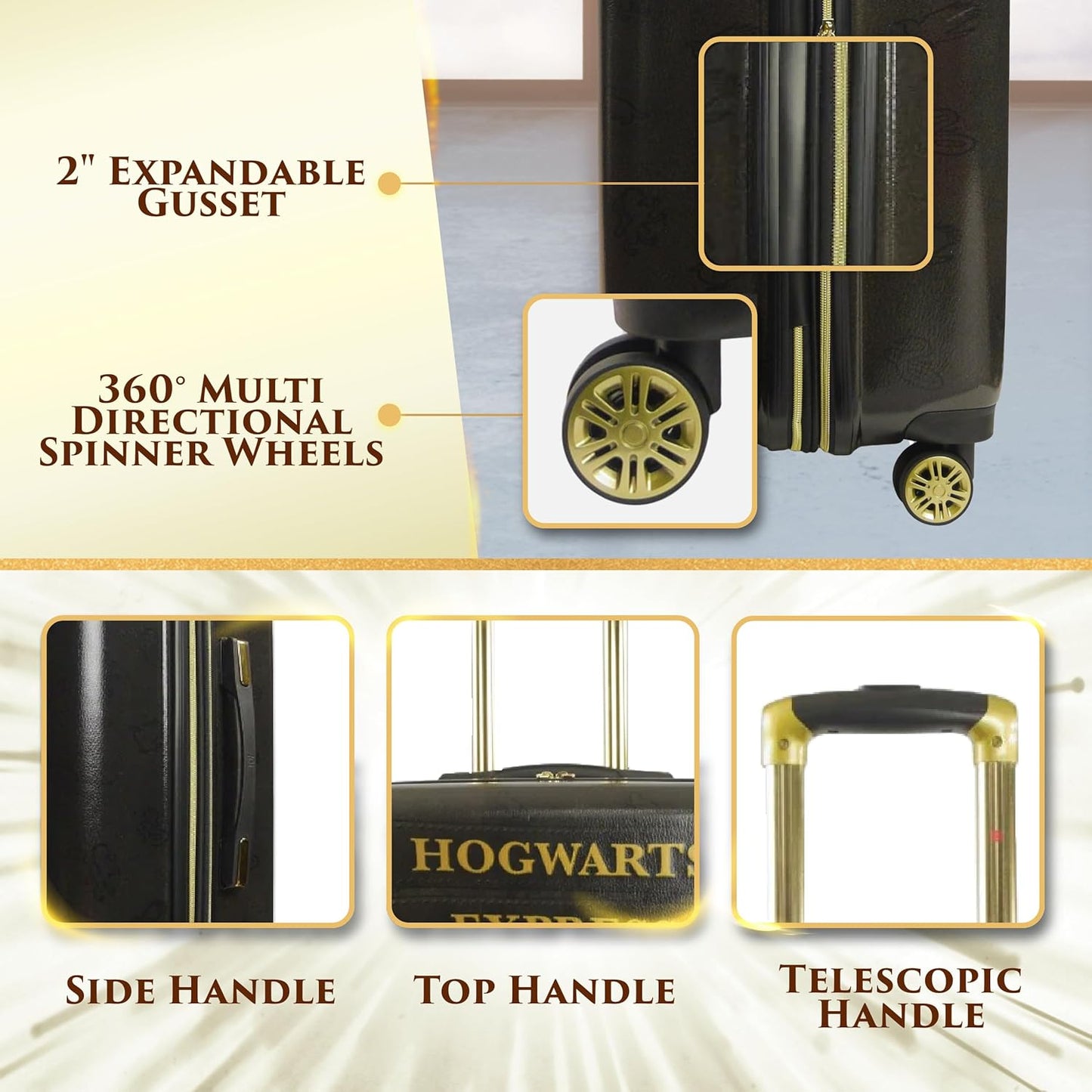 FUL Harry Potter 29 Inch Rolling Luggage, Hogwarts Express Hardshell Suitcase with Spinner Wheels, Black