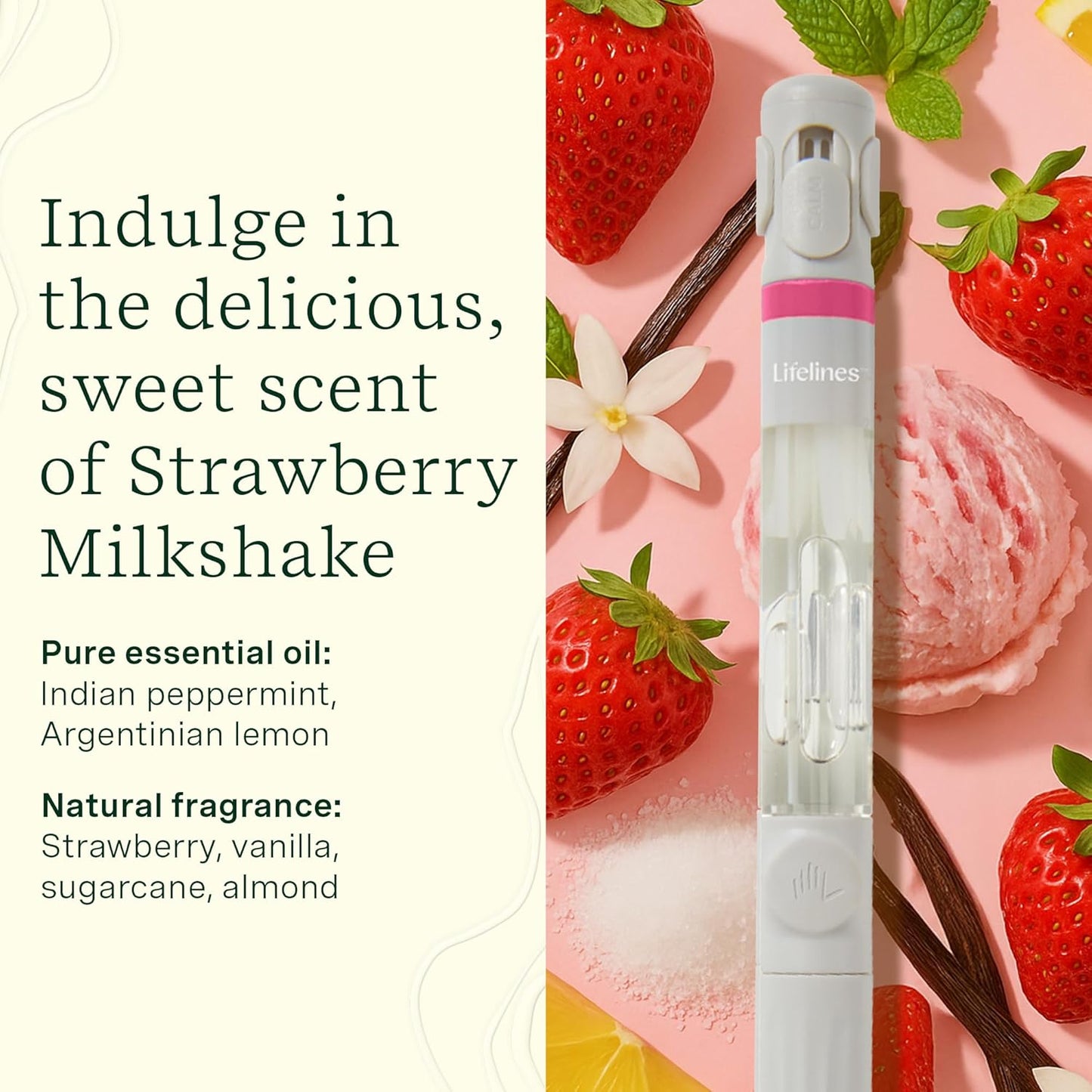 Lifelines Pen Diffuser Set, Strawberry Milkshake - 1mm Black Ballpoint Pen with Scented Essential Oil Blend & 2 Ink Refills – Aromatherapy Diffuser & Sensory Immersion Diffuse Aroma As You Write