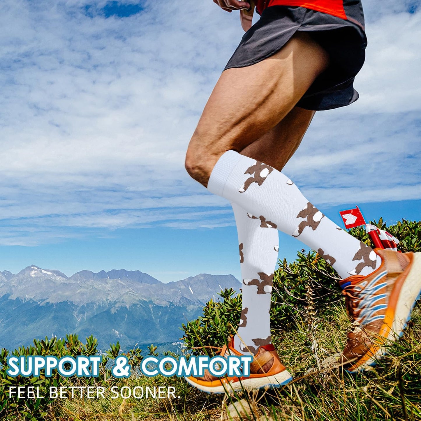 Graduated Compression Socks for Women&Men 20-30mmhg Knee High Socks Travel Hiking Running Stocking