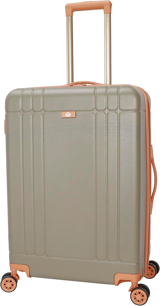 Dockers Hooper Hardside Expandable 8-Wheel Spinner Travel Luggage, Timberwolf, 24-Inch Checked