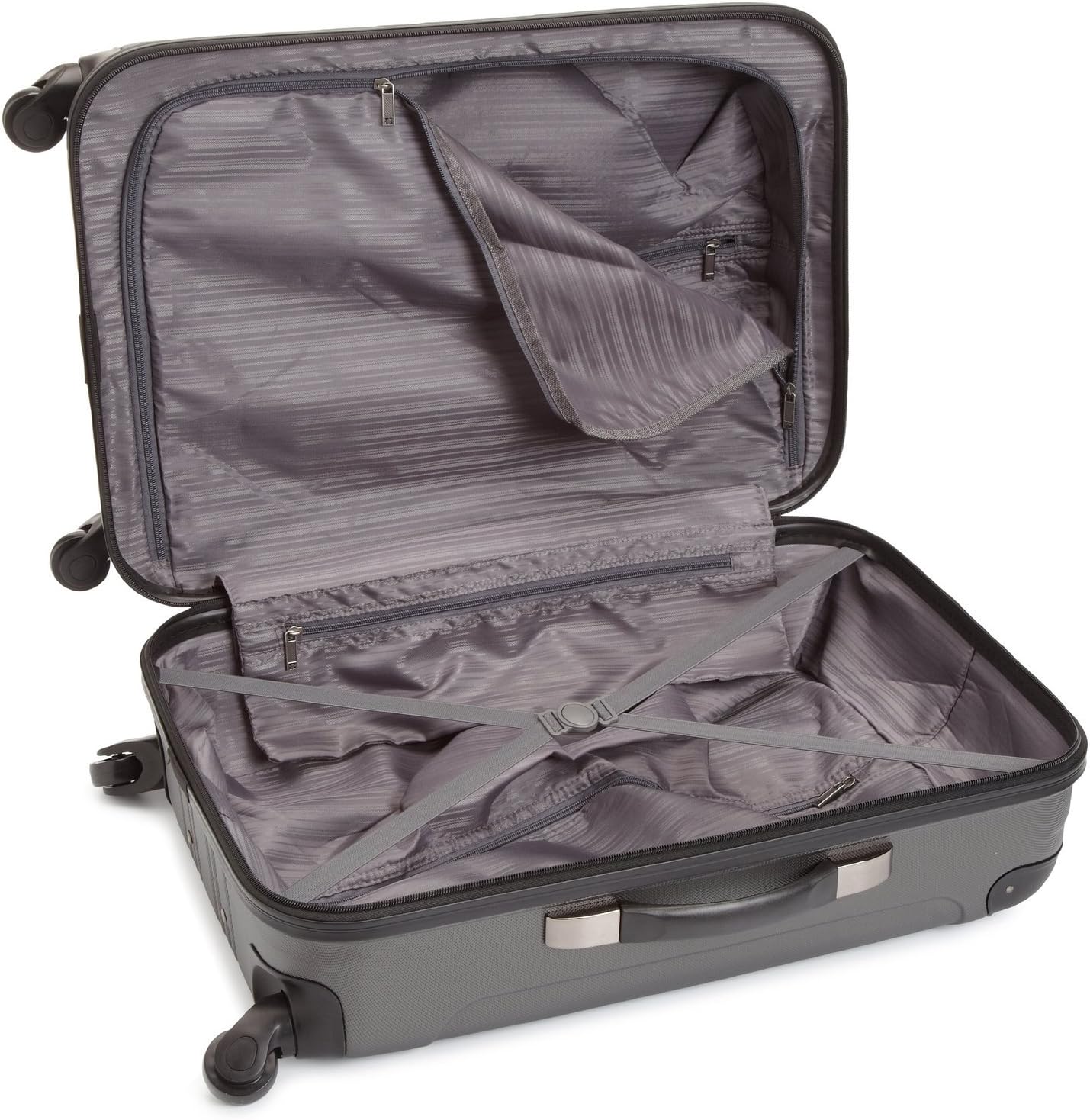 Kenneth Cole REACTION Out of Bounds Lightweight Hardshell 4-Wheel Spinner Luggage, Charcoal, 24-Inch Checked