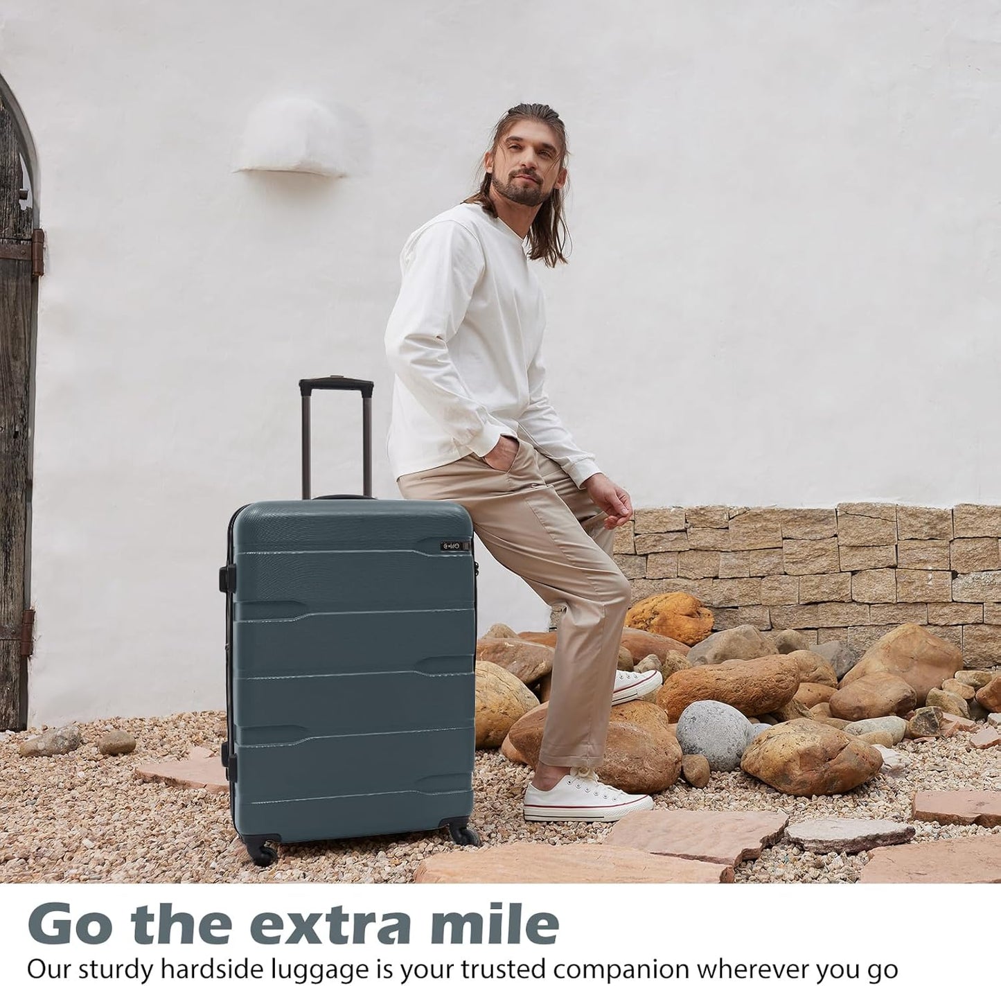 Coolife Luggage PC+ABS Hardshell Suitcase with TSA Lock, Spinner Checked Lightweight (Teal, 24in)