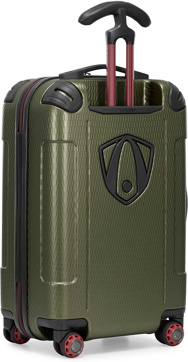 Traveler's Choice Maxporter II 22" Hardside Polycarbonate Spinner Carry-On Luggage, USB Port, TSA Lock, Dark Green