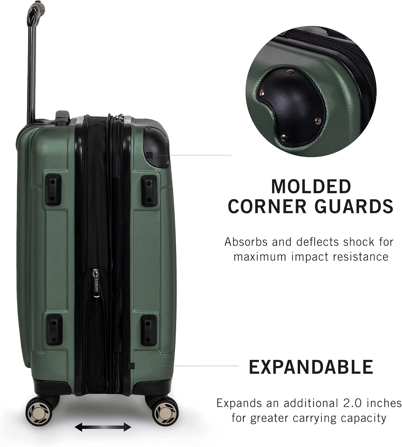 Kenneth Cole REACTION Renegade Luggage Expandable 8-Wheel Spinner Lightweight Hardside Suitcase, Cilantro, 28-Inch Checked
