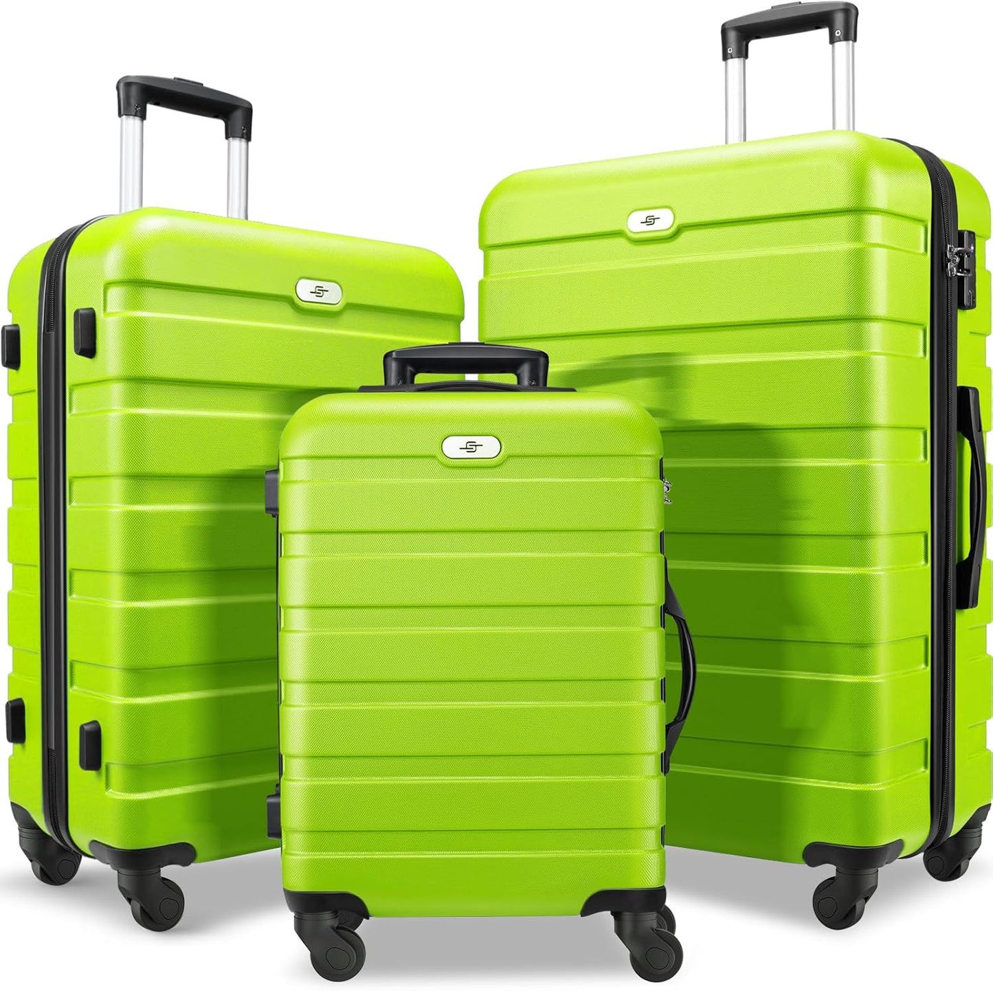 Suitour Luggage 3 Piece Sets Hard Shell Luggage Set with Spinner Wheels, TSA Lock, 20 24 28 inch Travel Suitcase Sets (Light Green, 3 Piece Set)