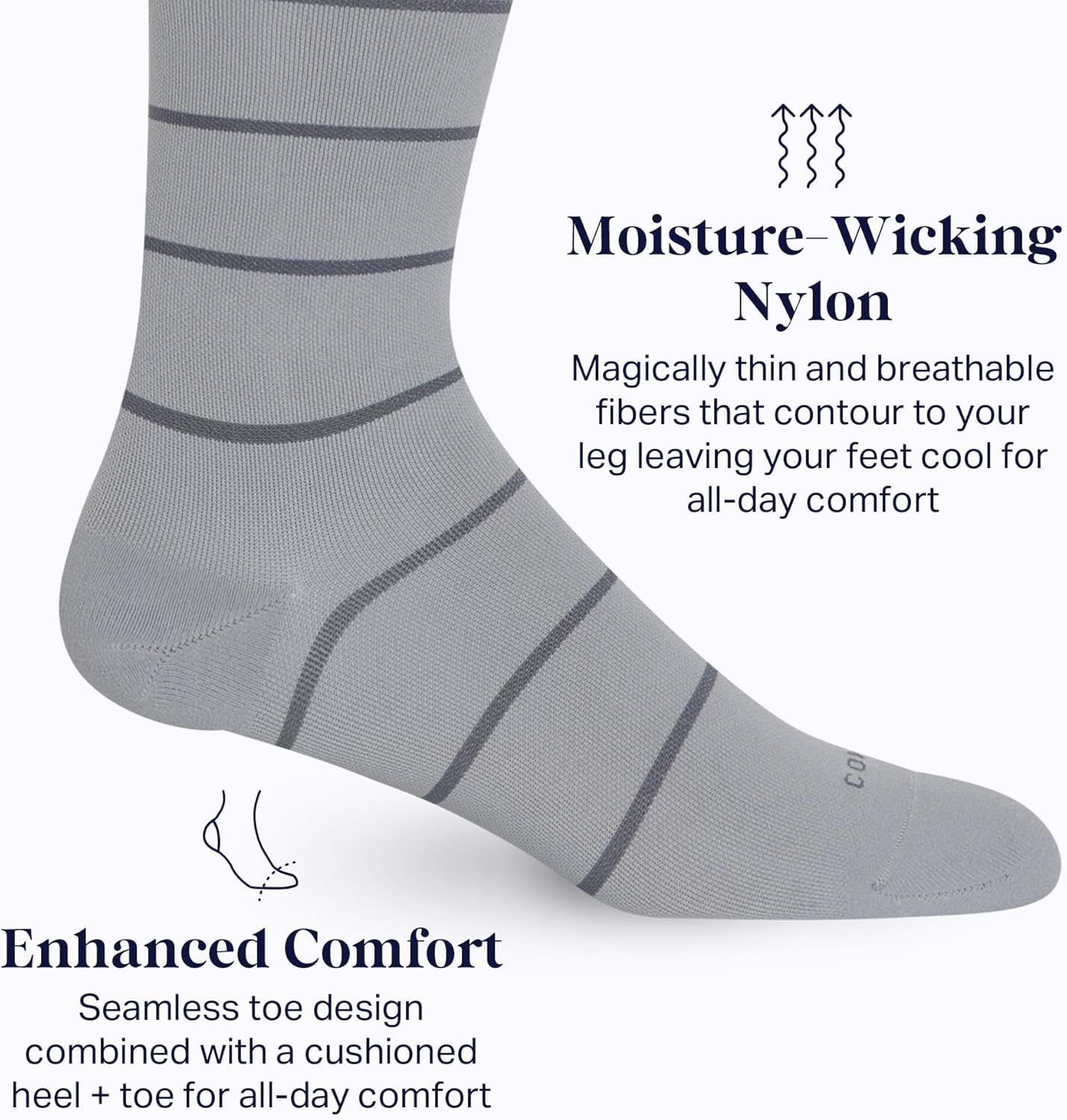 Comrad Nylon Knee High Socks - 15-20mmHg Graduated Compression Socks - Soft & Breathable Support Unisex Socks