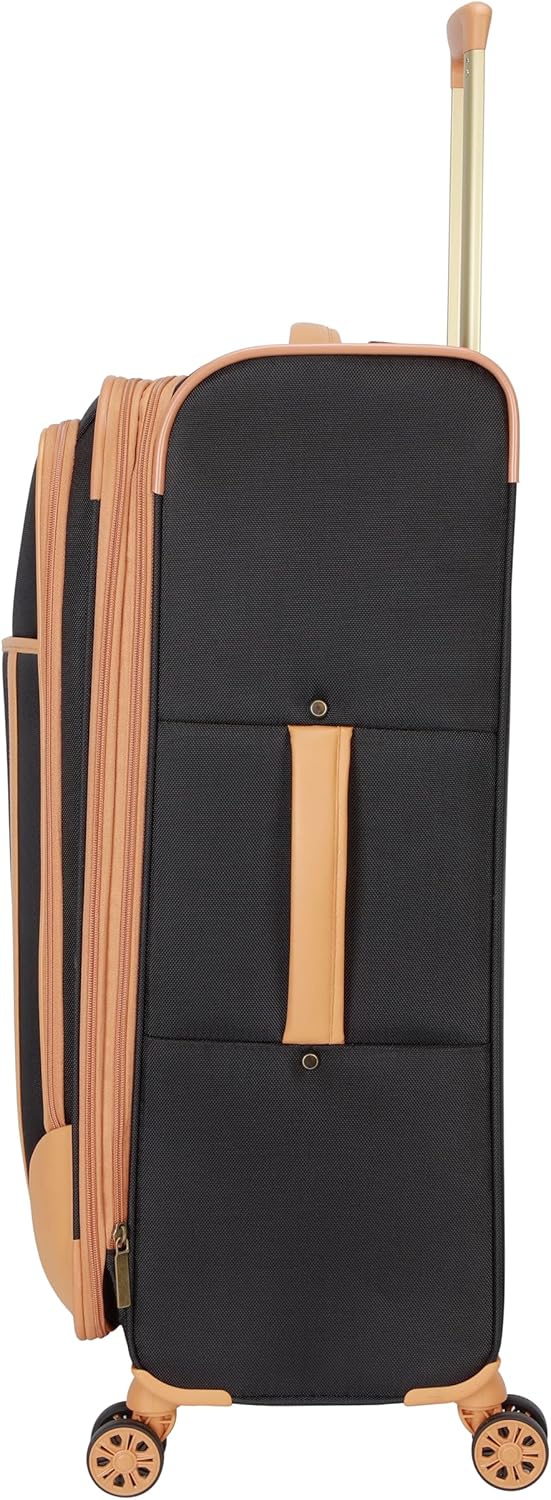 Dockers Seahorse Softside Expandable 8-Wheel Spinner Travel Checked Luggage, 24-Inch, Black