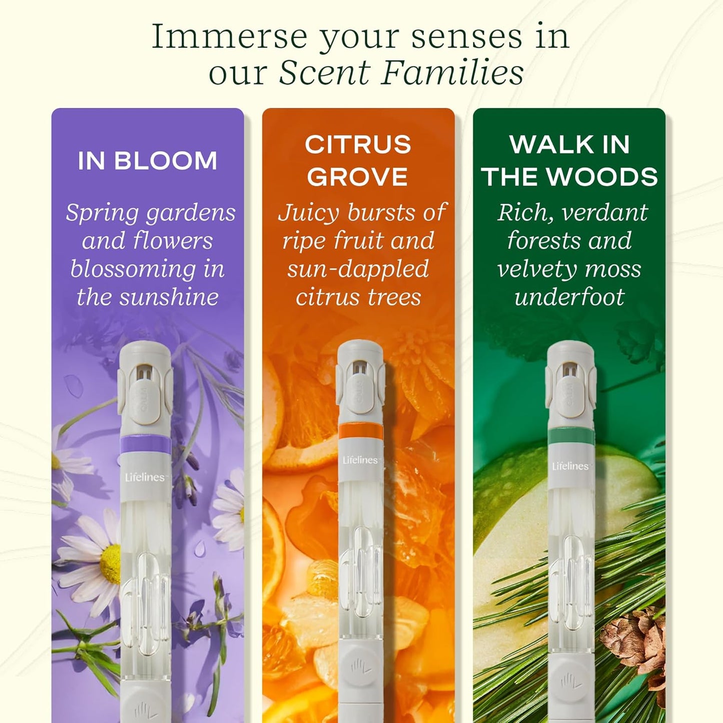 Lifelines Pen Diffuser Set, Nature's Escape 3-Pack – 1mm Black Ballpoint Pens with Scented Essential Oil Blends – Aromatherapy Diffuser & Sensory Immersion Diffuse Aroma As You Write