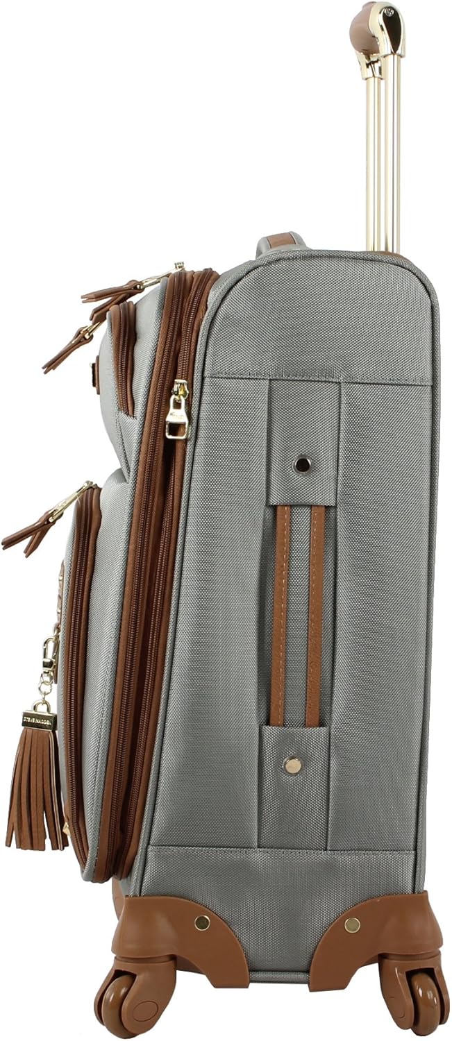 Steve Madden Unisex-Adult (Luggage only) Carry on Bag with Spinner Wheels, Harlo Gray, 21.5 inches