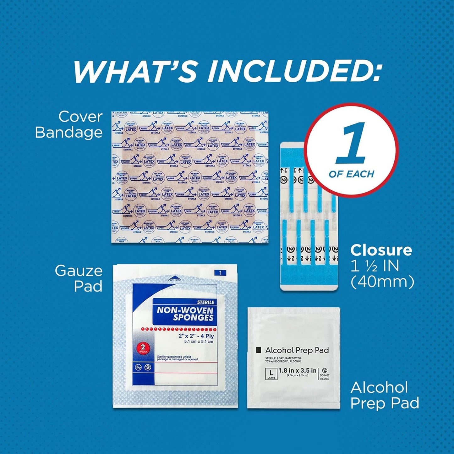 Clozex Emergency Laceration Kit - Repair Wounds Without Stitches, Skin Closure Device for a Wound Up to 1 1/2 Inches Length. Complete Kit to Clean, Close, & Cover Wounds