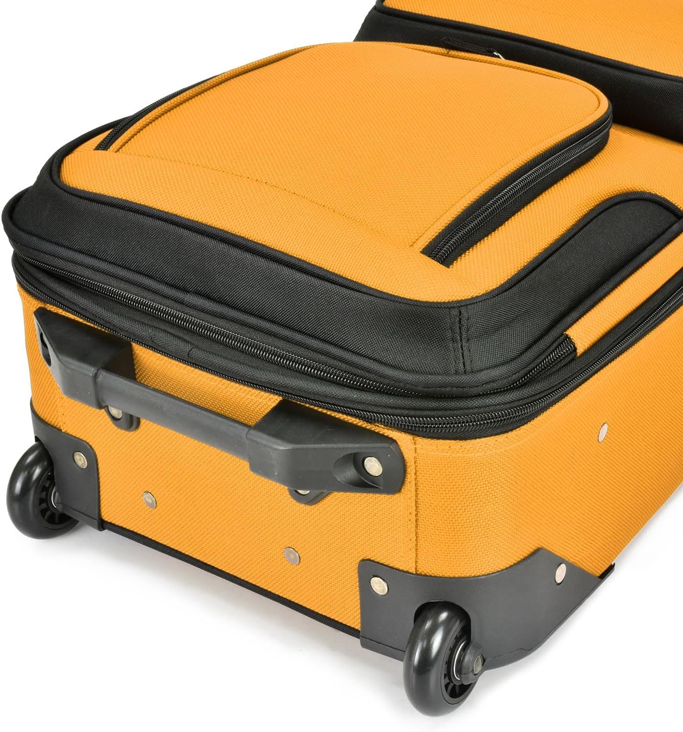 U.S. Traveler Lightweight Rolling 21" Carry On Luggage Softside Suitcase, Orange, 2-Wheel Single