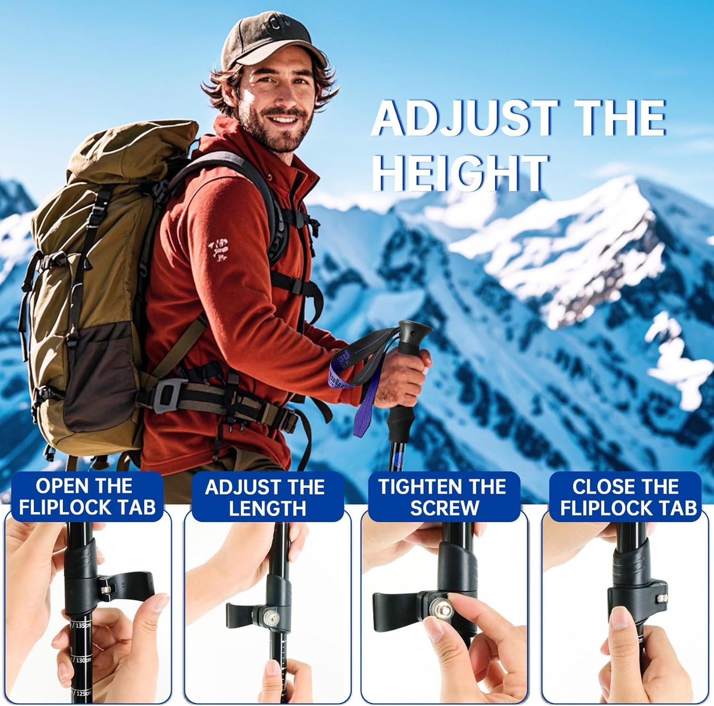 Collapsible Trekking Poles for Hiking 2 Pack - Adjustable Aluminum Hiking Poles, Lightweight Walking Sticks for Women, Men, Seniors, Kids, Trekking Sticks for Backpacking by Underwood Aggregator