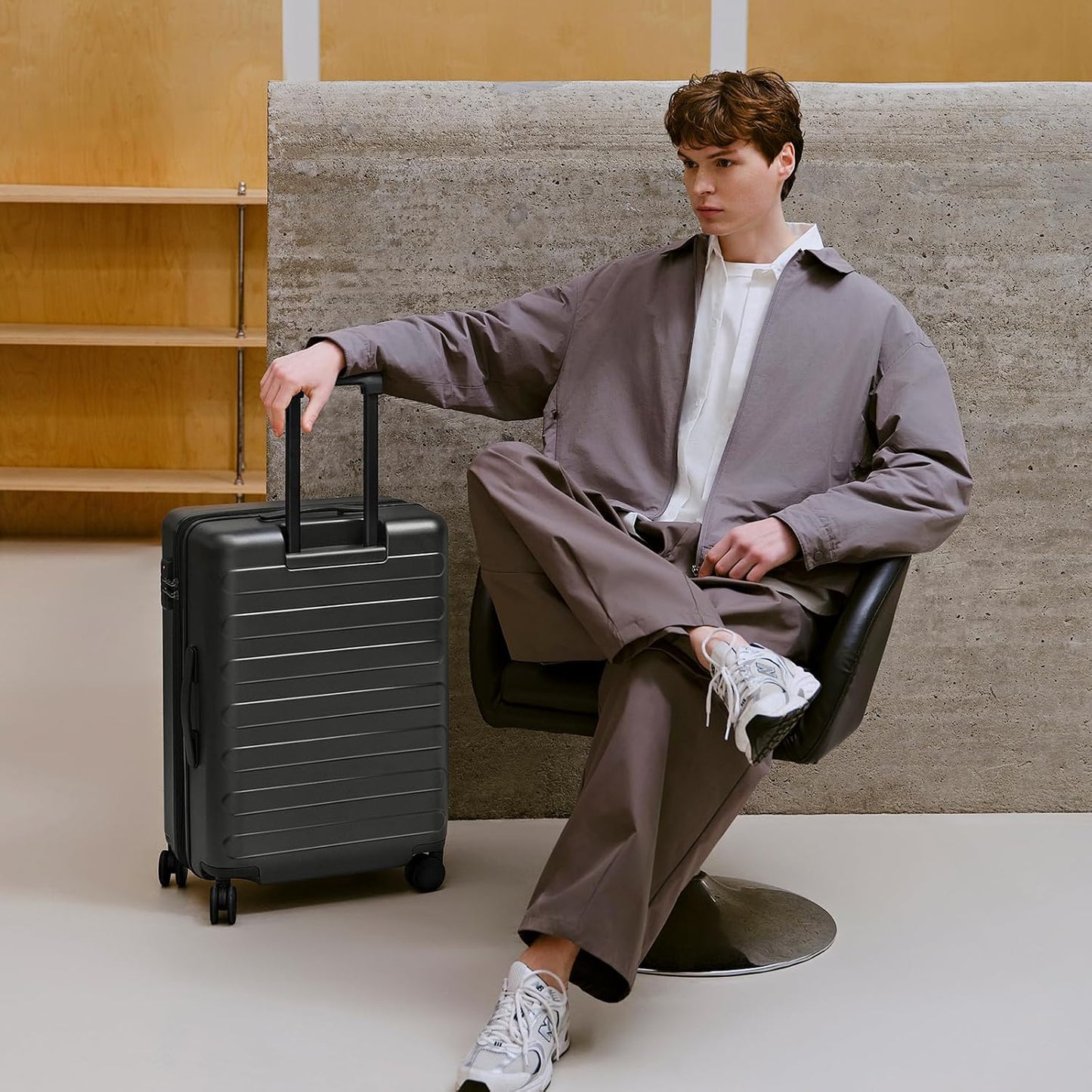 NINETYGO Luggage Sets 2 Piece, Carry On Luggage Airline Approved, Large Checked Luggage with Spinner Wheels, Lightweight, Hard Shell PC Suitcase Sets, TSA Approved, 20in/28in (Black, Rhine Basic)