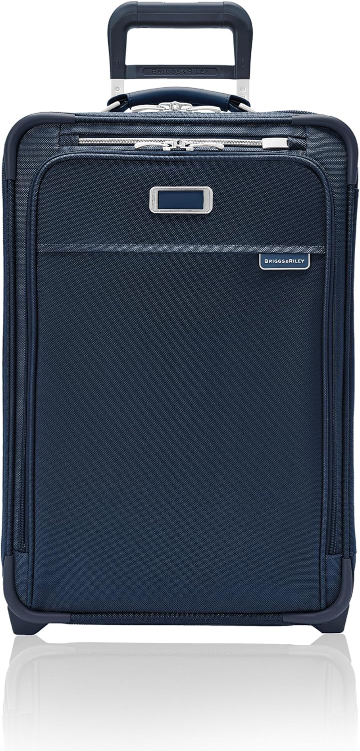 Briggs & Riley Essential 22" 2-Wheel Expandable Carry On - Luggage for Travel, Suitcases with Wheels, Softside Rolling Bag for Men & Women, Self-Repairing Zipper - Baseline Collection, Navy
