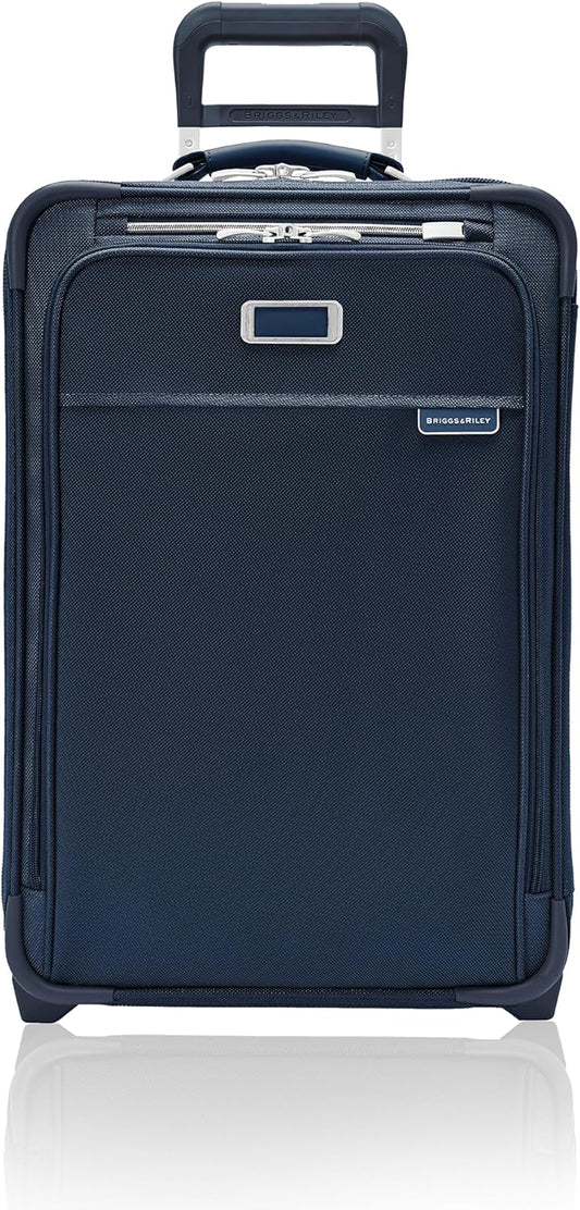Briggs & Riley Essential 22" 2-Wheel Expandable Carry On - Luggage for Travel, Suitcases with Wheels, Softside Rolling Bag for Men & Women, Self-Repairing Zipper - Baseline Collection, Navy