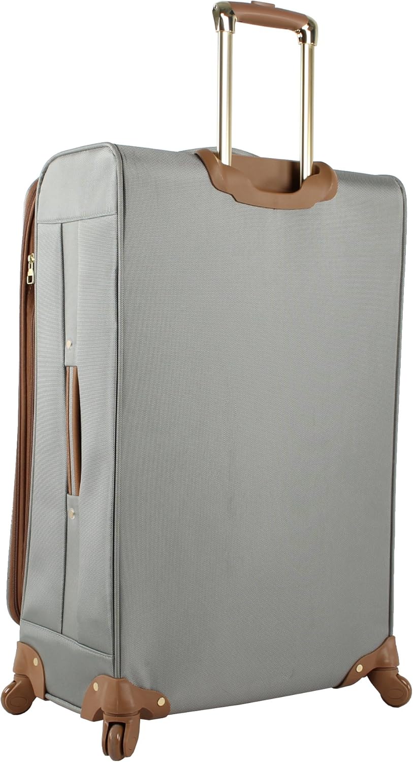 Steve Madden Designer Luggage - Checked Large 28 Inch Softside Suitcase - Expandable for Extra Packing Capacity - Lightweight Bag with Rolling Spinner Wheels (Harlo Gray)