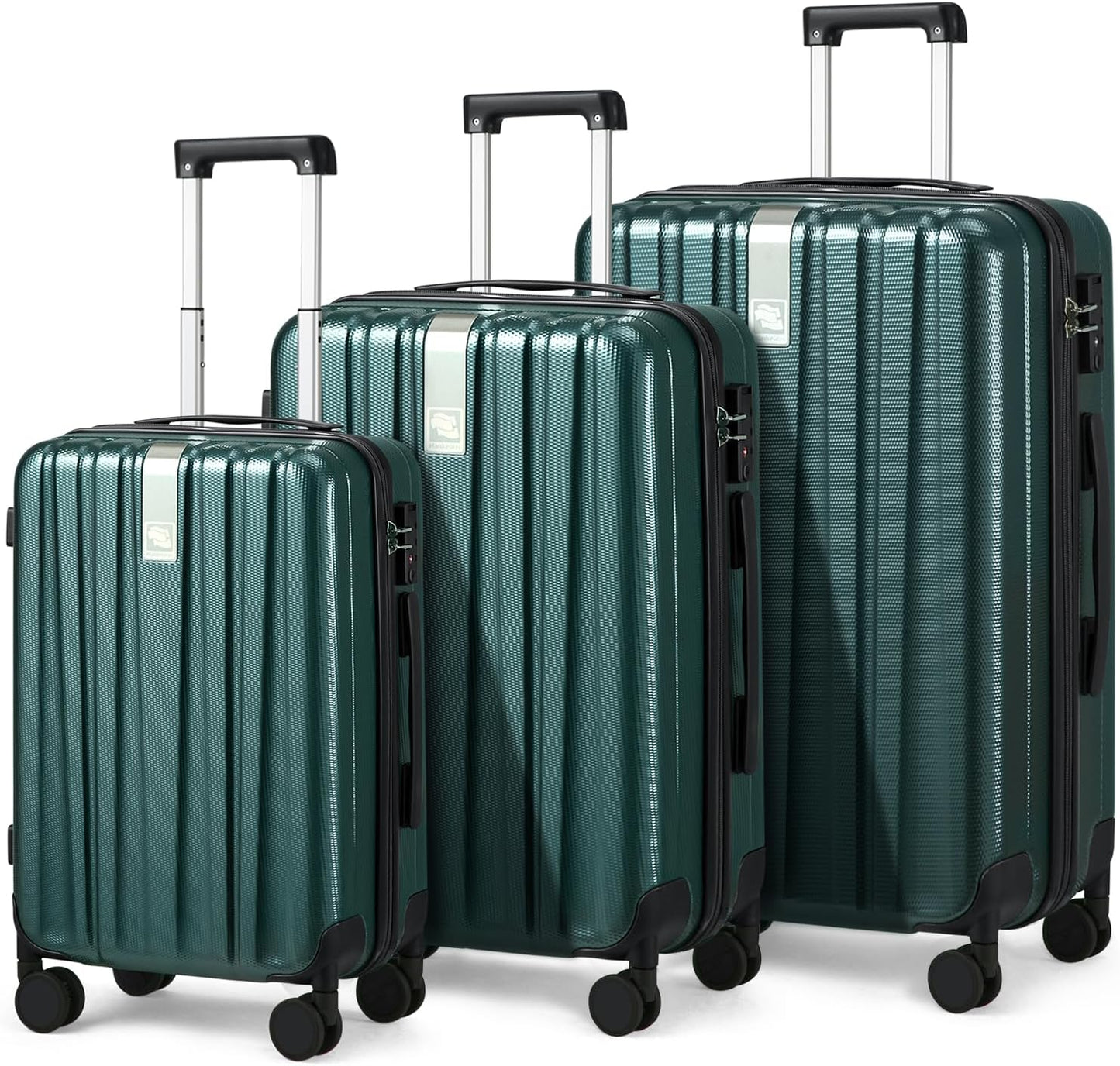 Hanke Luggage Sets 3 piece Carry On Luggage with Wheels PC Hard Shell Suitcases Lightweight Checked Travel Luggage Large Travel Suitcase Woman Men 20/24/29 Inch(Blackish Green)
