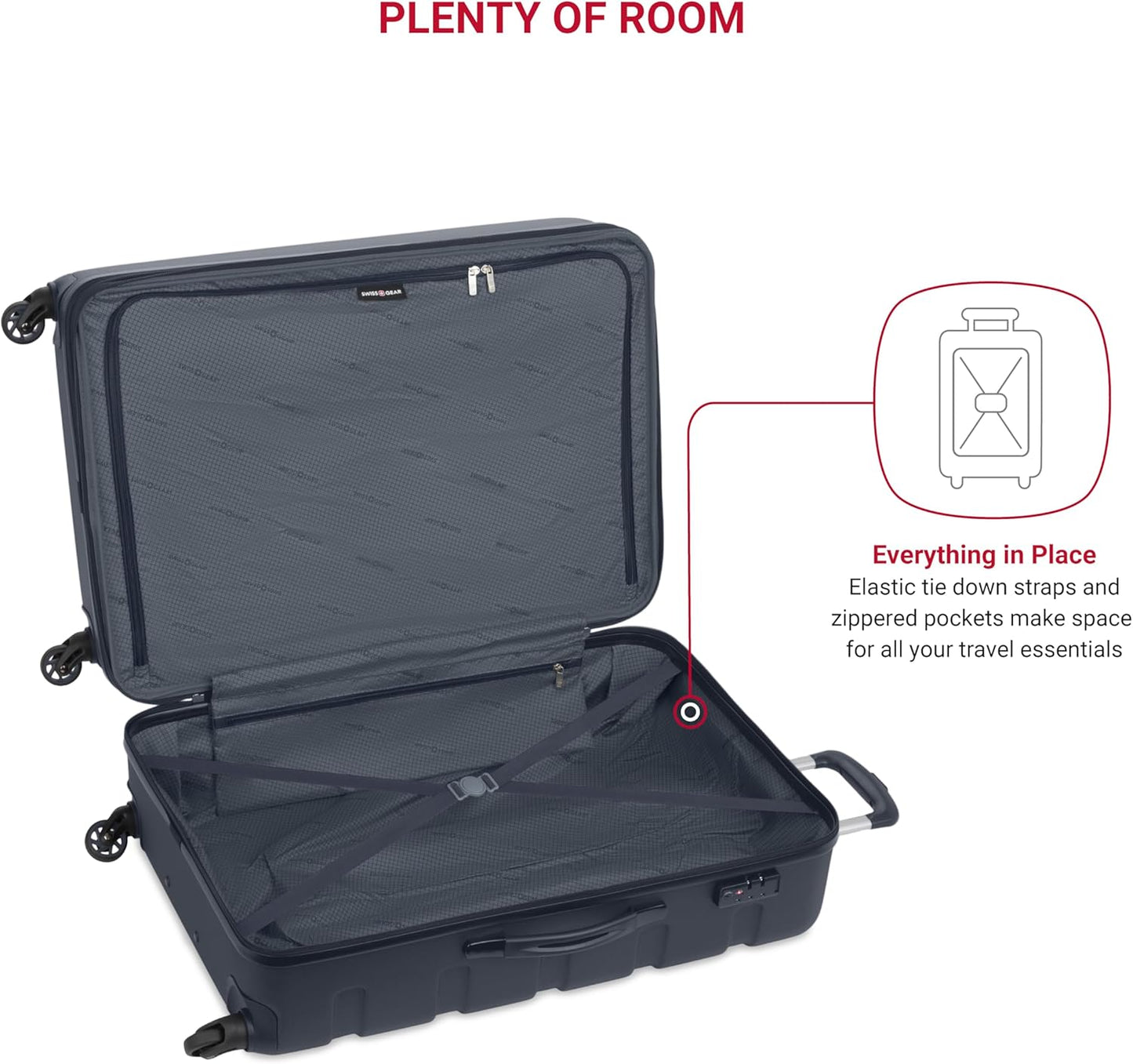 SwissGear 7366 Hardside Expandable Luggage with Spinner Wheels, Navy, Checked-Large 27-Inch