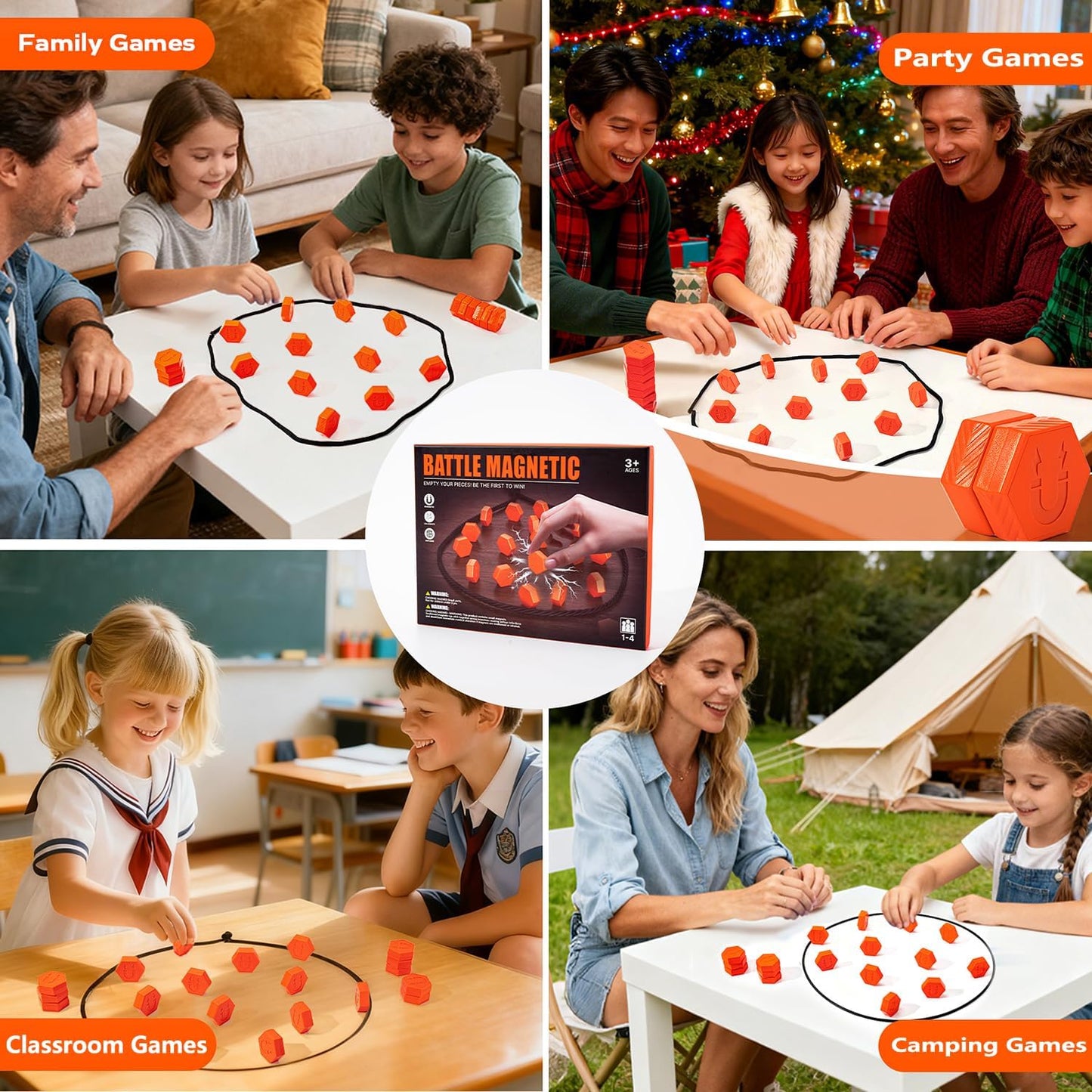 20-Piece Magnetic Chess Game with Textured Stones & Rope | Strategic Standing Play for Kids & Adults | Family, Party, Travel & Camping Puzzle Strategy Game