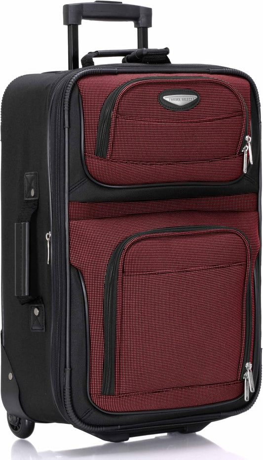 Travel Select Amsterdam 21-Inch Softside Expandable Carry-On Luggage, Lightweight 2-Wheel Upright, Expandable, TSA Lock, Burgundy