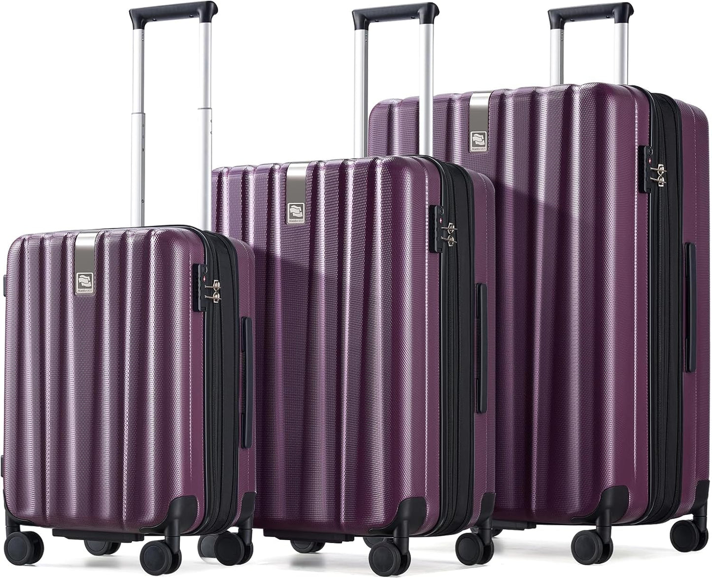 Hanke Expandable Hardshell Luggage Sets 3 piece Carry On Luggage with Wheels Suitcases Lightweight Checked Tsa Luggage Rolling Large Suitcase Travel Luggage Bag Woman Men 20/24/29 Inch(Purple)