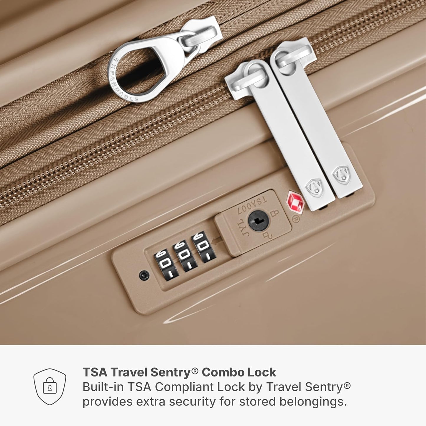 Traveler's Choice Edinburgh II Hardside Spinner Luggage with TSA Lock, Sand, 29" Large