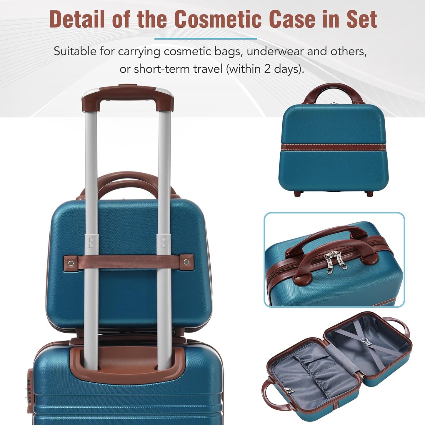 Merax Luggage Set 3 Piece Suitcase Set with 1 Cosmetic Case Expandable Spinner Wheels Vintage Luggage Sets(Blue,20"+24"+28")