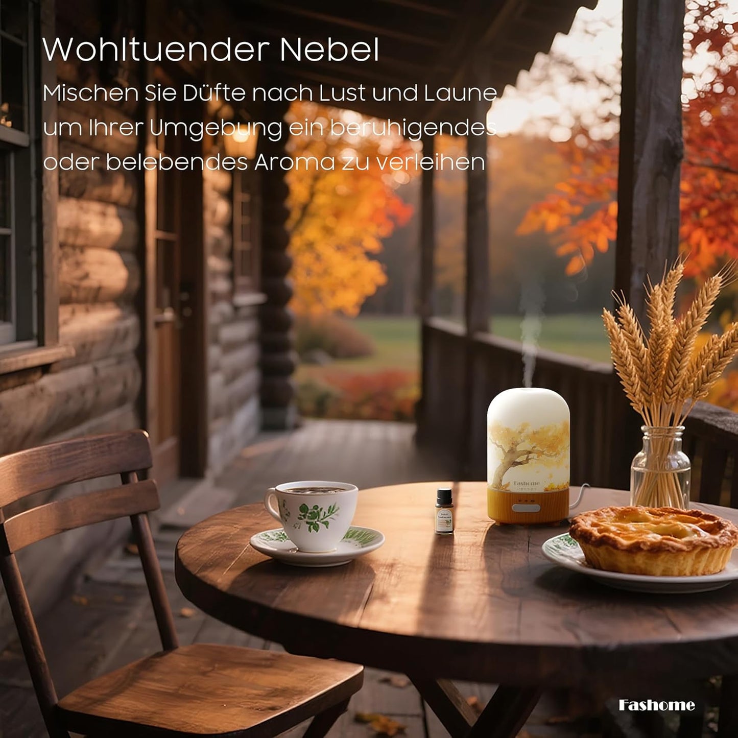 Glass Essential Oil Diffuser with Frankincense Oil, 100ml Ultrasonic Aromatherapy Humidifier, 6 in 1 Scent Vaporizer with Timer and Auto-Off (Autumn-Frankincense)