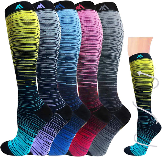 Graduated Compression Socks for Women&Men 20-30mmhg Knee High Socks Travel Hiking Running Stocking
