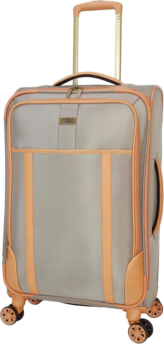 Dockers Seahorse Softside Expandable 8-Wheel Spinner Travel Carry On Luggage, New British Khaki, 24-Inch Checked