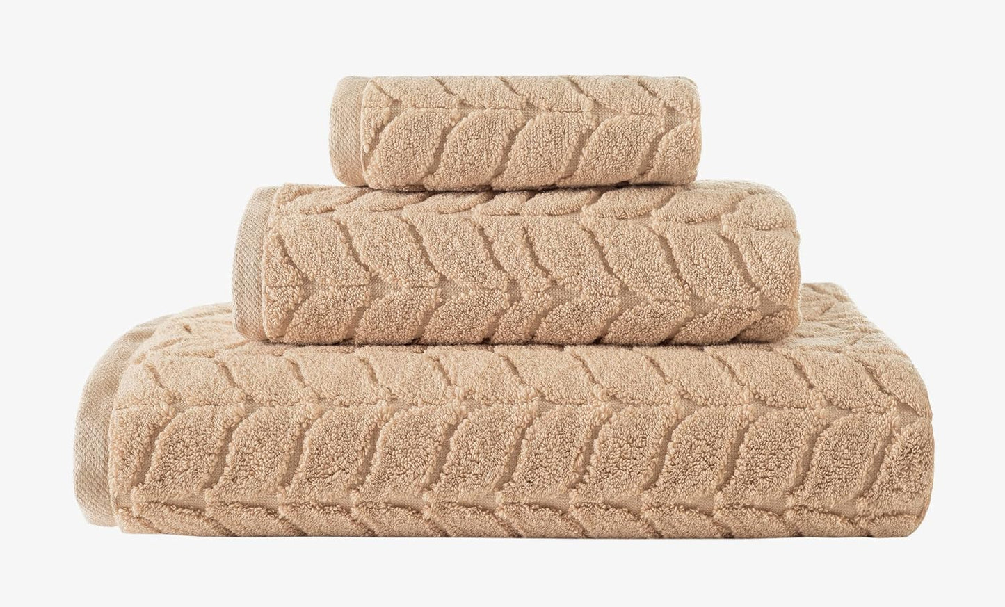 BAGNO MILANO Turkish Bath Towels, Soft Plush Jacquard Luxury Bath Towels, Quick Dry Towel Set (Latte, 3 pcs Towel Set)