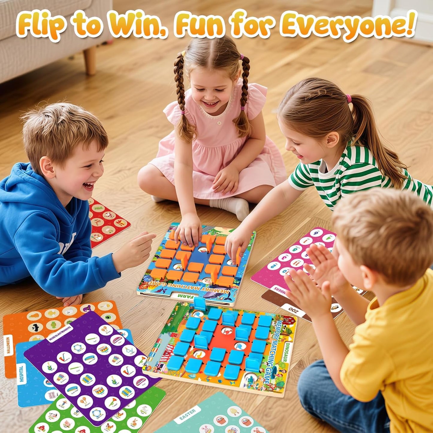 2 Pack Matching Memory Game for Kids Age 3 4 5 6 7 8 Years Old, Travel Toy for Toddlers Boys Girls, Road Trip Travel Essentials for Kids, Airplane/Car/Camping Activity, Ideal Christmas, Birthday Gifts