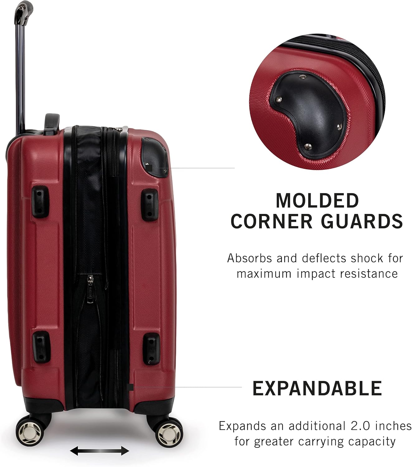 Kenneth Cole REACTION Renegade Luggage Expandable 8-Wheel Spinner Lightweight Hardside Suitcase, Scarlet Red, 3-Piece Set (20"/24"/28")