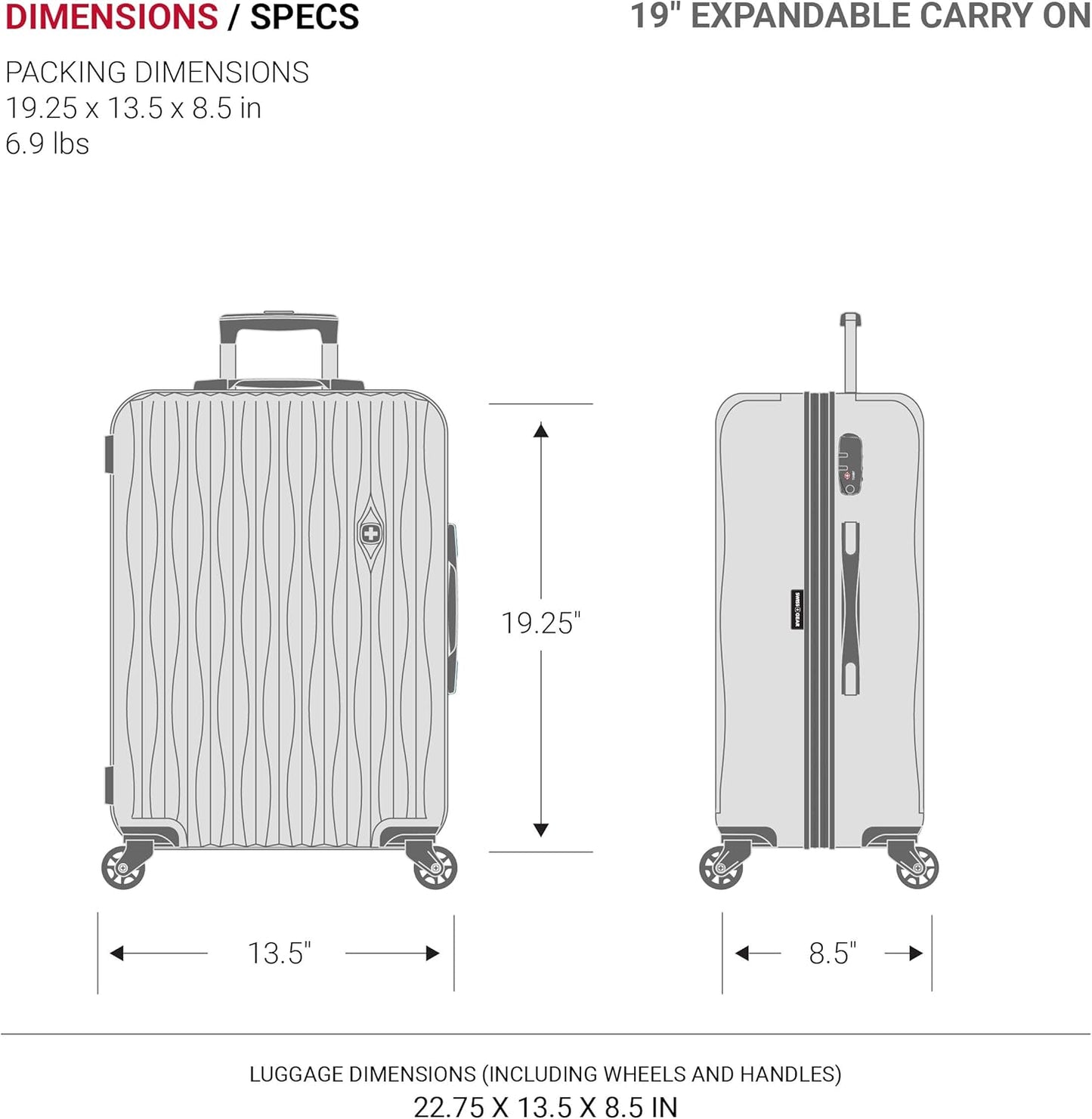 SwissGear 7272 Energie Expandable Hardside Luggage with Spinner Wheels and TSA Lock, Gunmetal, Carry-On 19-Inch
