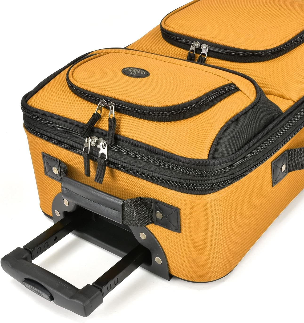 U.S. Traveler Lightweight Rolling 21" Carry On Luggage Softside Suitcase, Orange, 2-Wheel Single